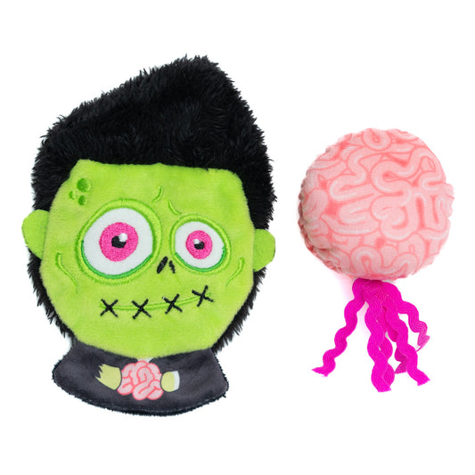 Meow Brainer Zombie and Brain cat toy set