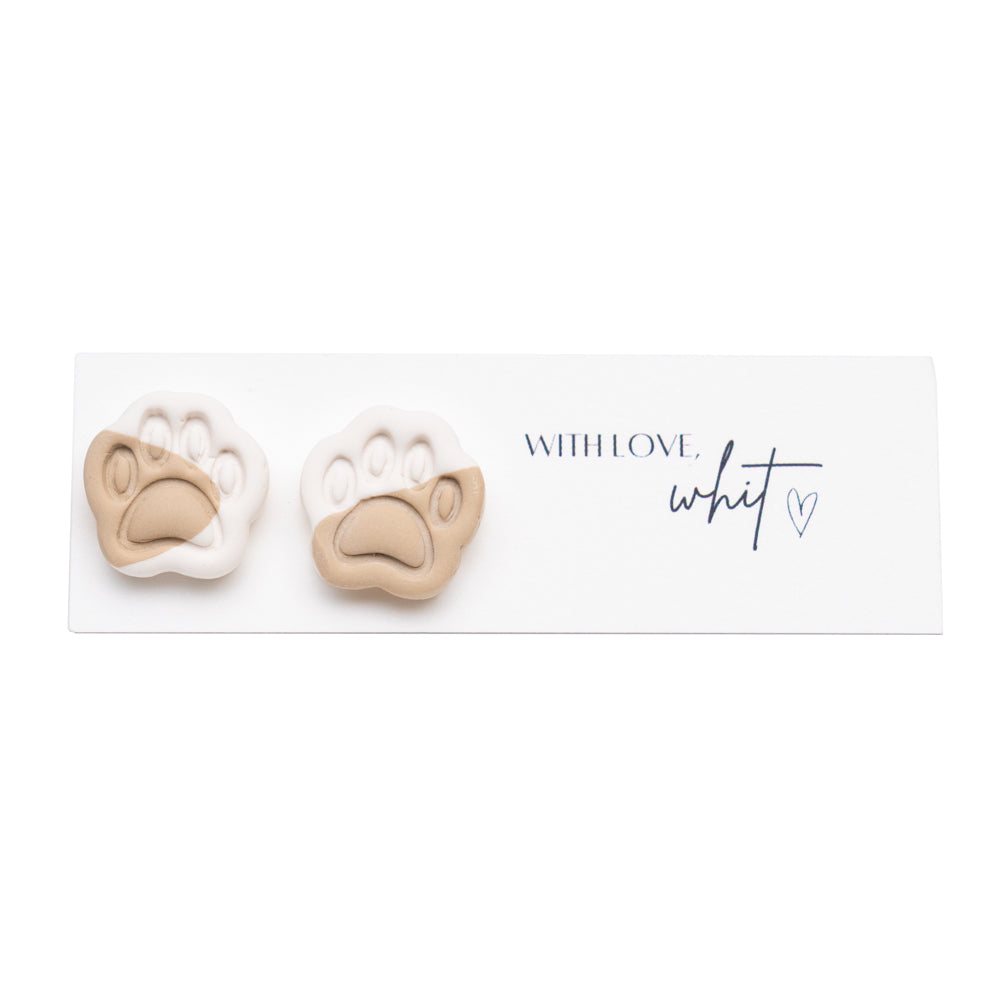 With Love, Whit Polymer Clay Cat Paw Earrings
