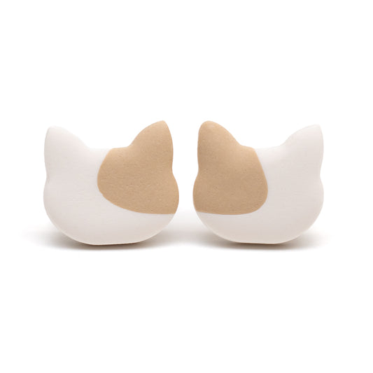 With Love, Whit Polymer Clay Cat Head Earrings
