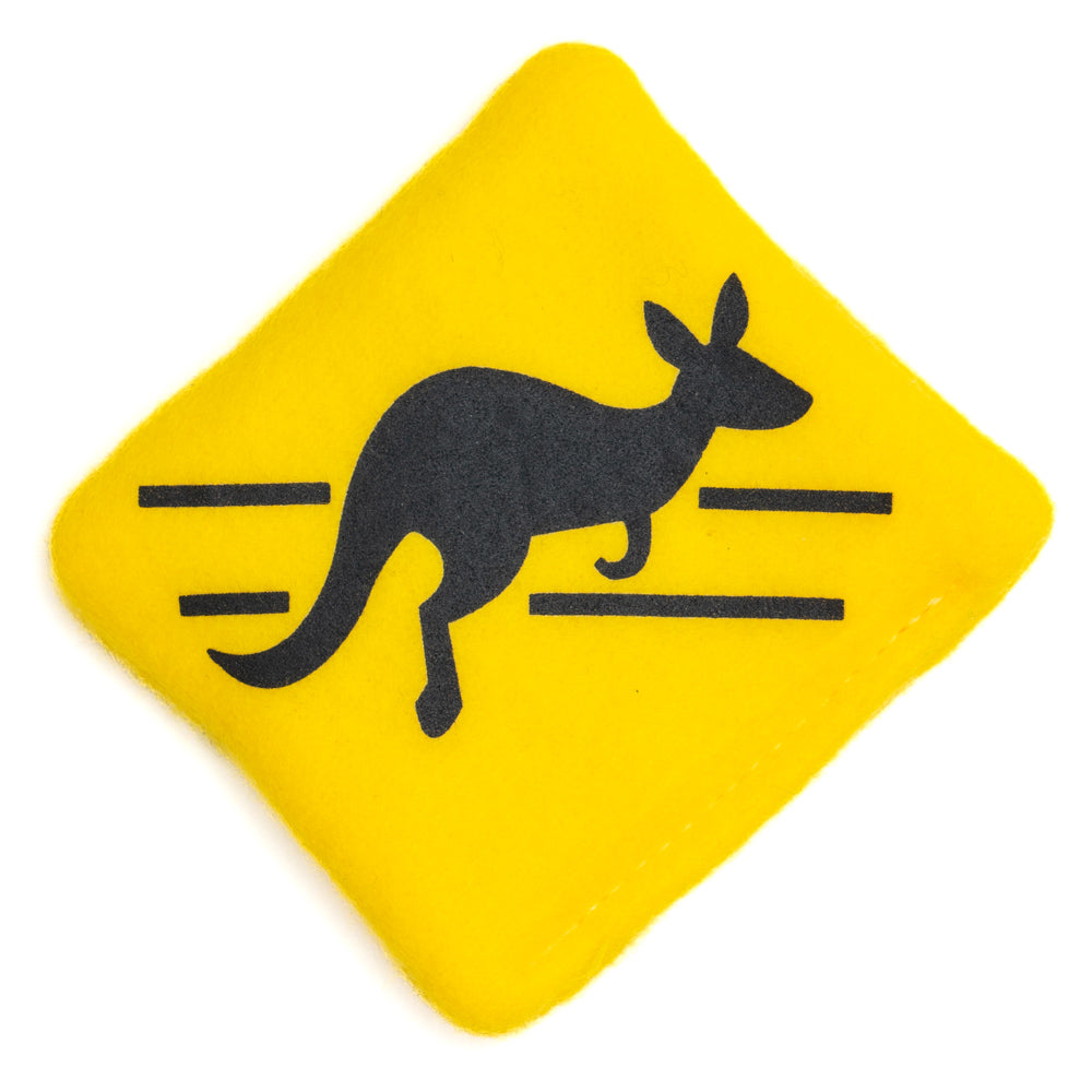 Purrceed with Caution Kangaroo sign cat toy