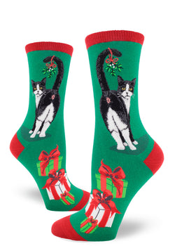 Women's Crew Sock - Cat Bum Christmas