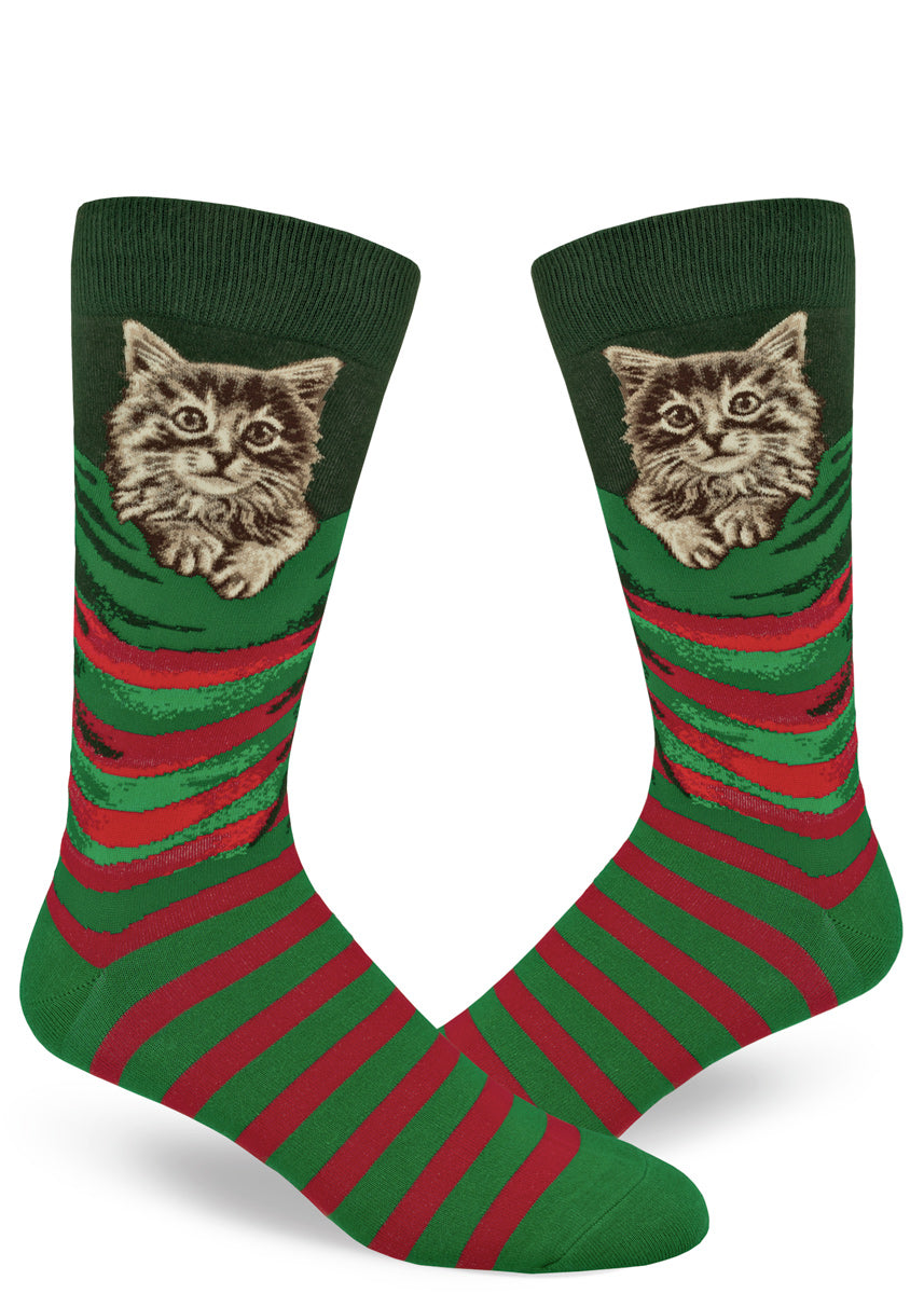 Men's Crew Sock - Christmas Kitten